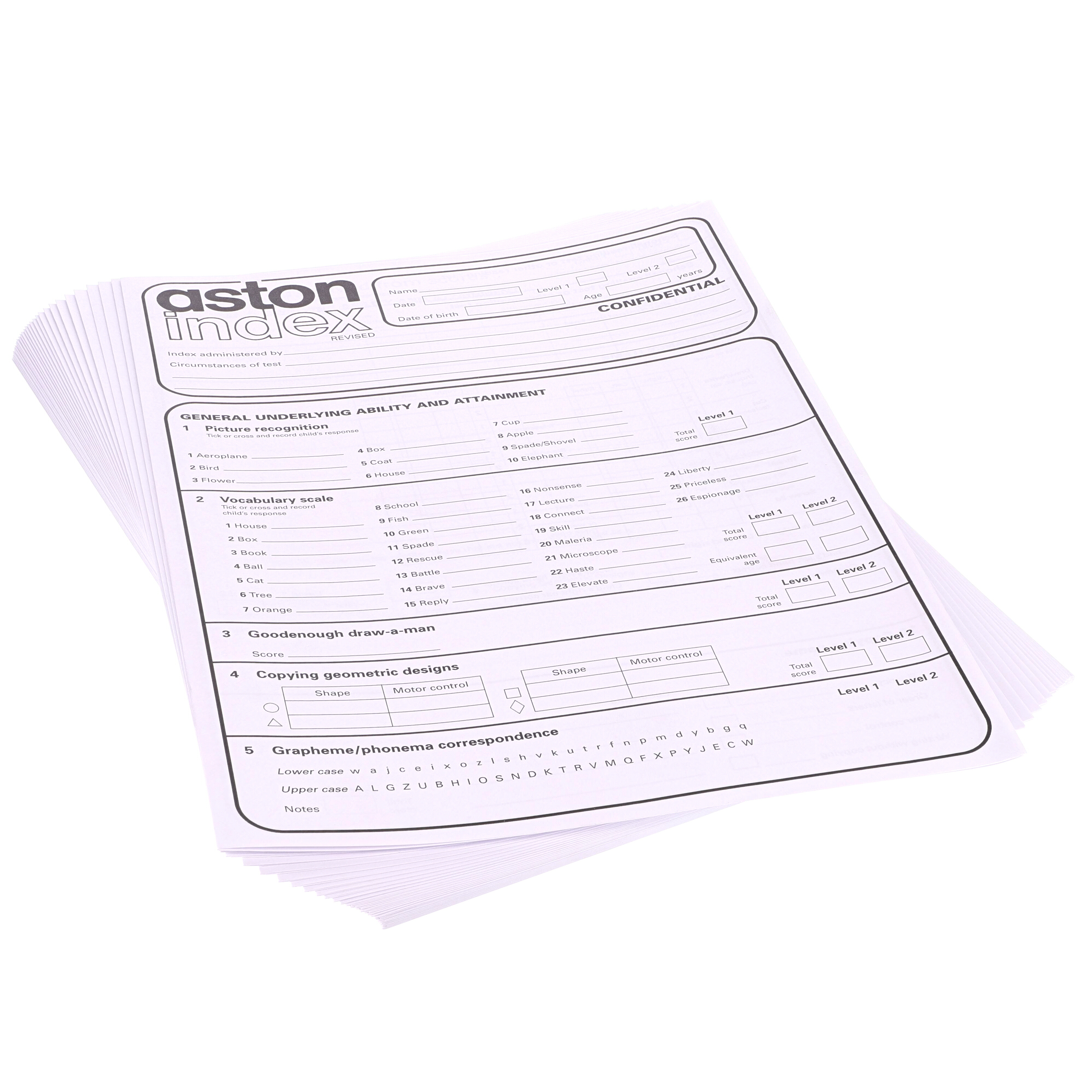 Aston Index Score Sheets